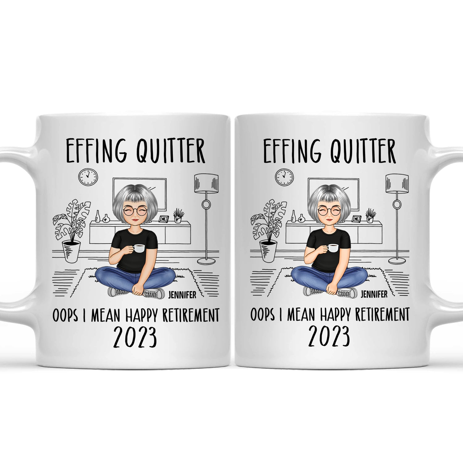 Retirement Quitter Happy Retirement - Personalized Custom Mug - Retirement Gift For Colleagues, Mom, Dad, Grandparent