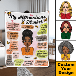 My Affirmations Blanket - Personalized Custom Blanket - Gifts for Women, Mental Health Gifts, Inspirational Gifts, Positive Thinking Daily Affirmation