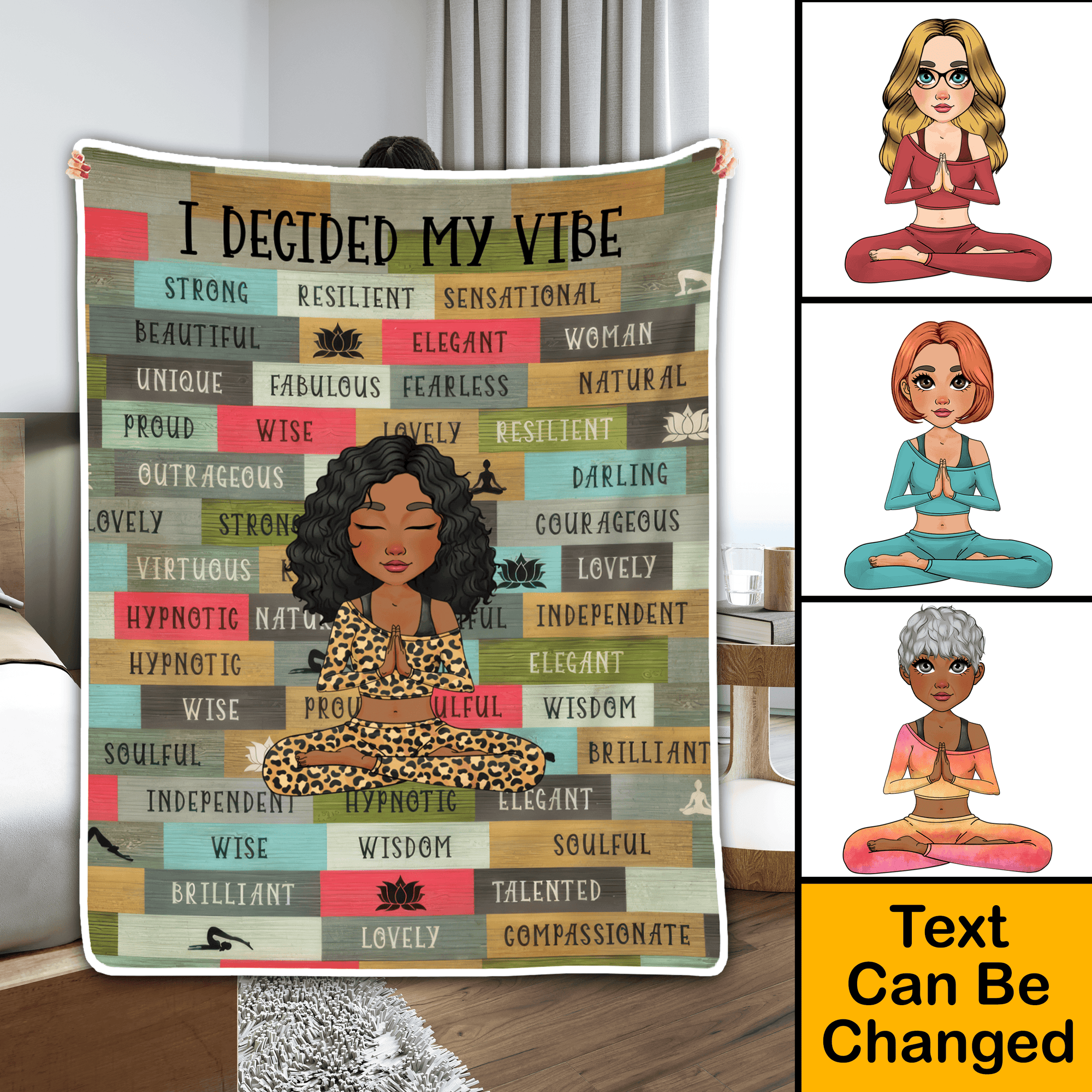 I Decided My Vibe - Personalized Custom Blanket - Gifts for Women, Mental Health Gifts, Inspirational Gifts, Positive Thinking Daily Affirmation - Suzitee Store