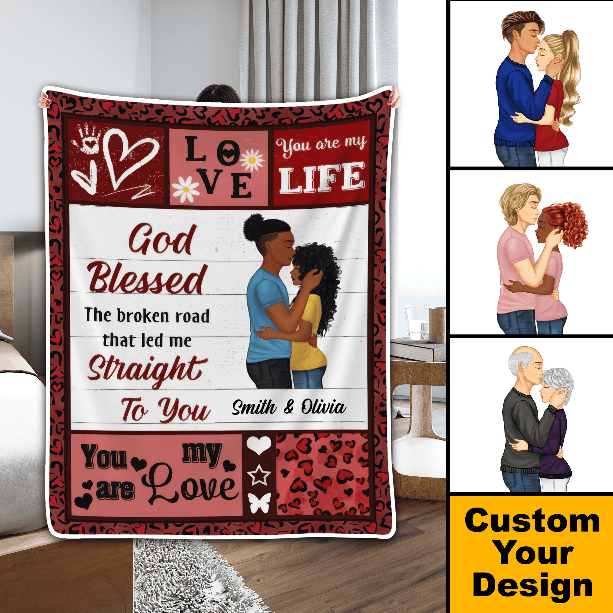 God Blessed - Personalized Custom Blanket - Family, Couple Valentine's Day Gift For Her/Him, Husband, Wife, Boyfriend, Girlfriend, Daughter, Son, Best Friends