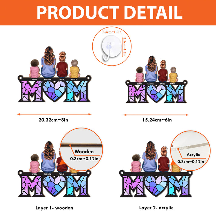 Mother & Children Bond - Personalized Window Hanging Suncatcher Ornament - Gift For Mom, Mama, Mommy, Mother