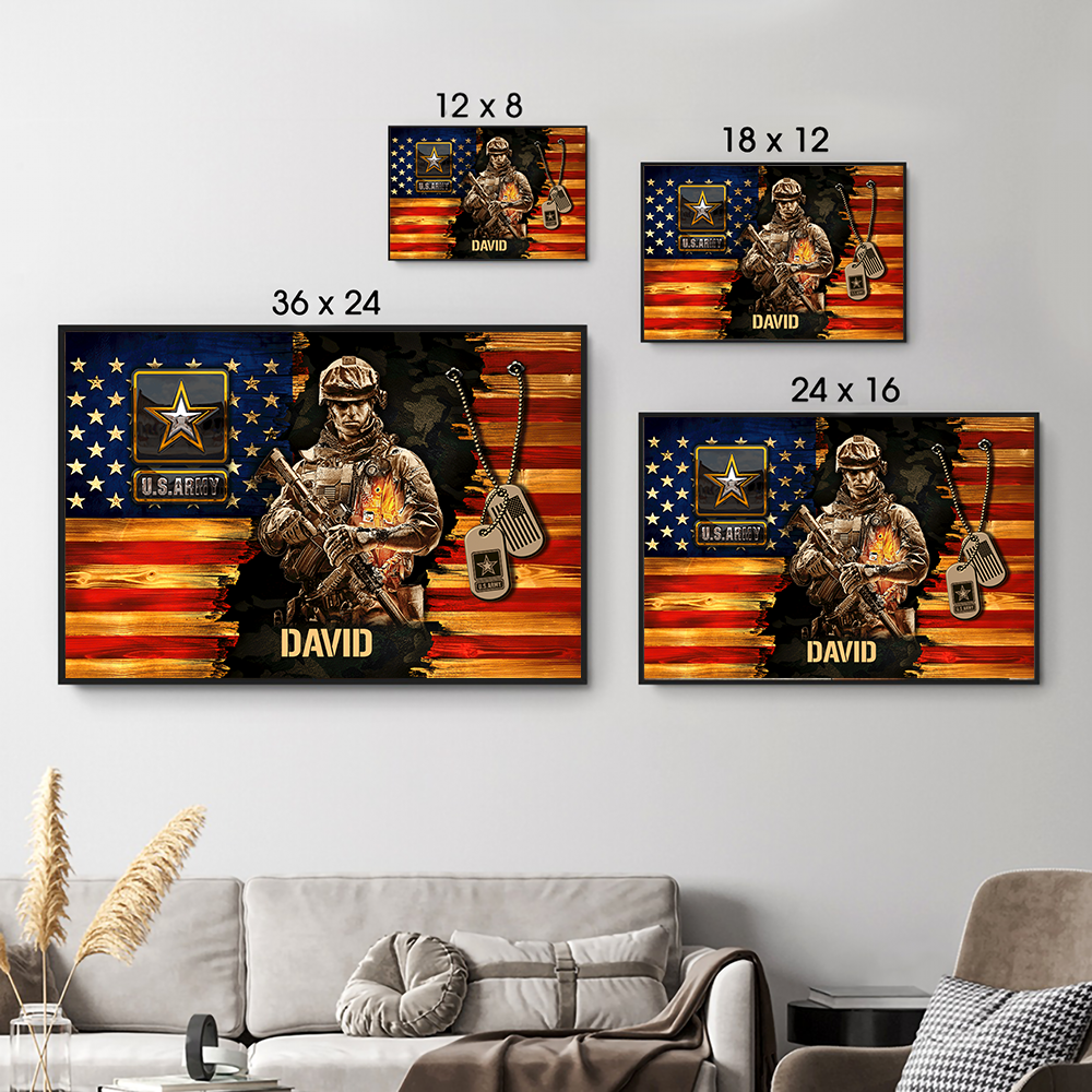 Soldier American Rustic Flag - Personalized Canvas Prints - Gift For Military Veteran Dad Grandpa Veteran 5