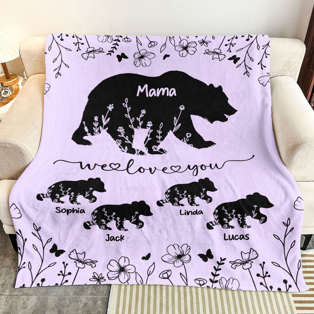Mama Bear We Love You - Personalized Custom Blanket - Gift For Mom, Mama, Mommy, Grandma