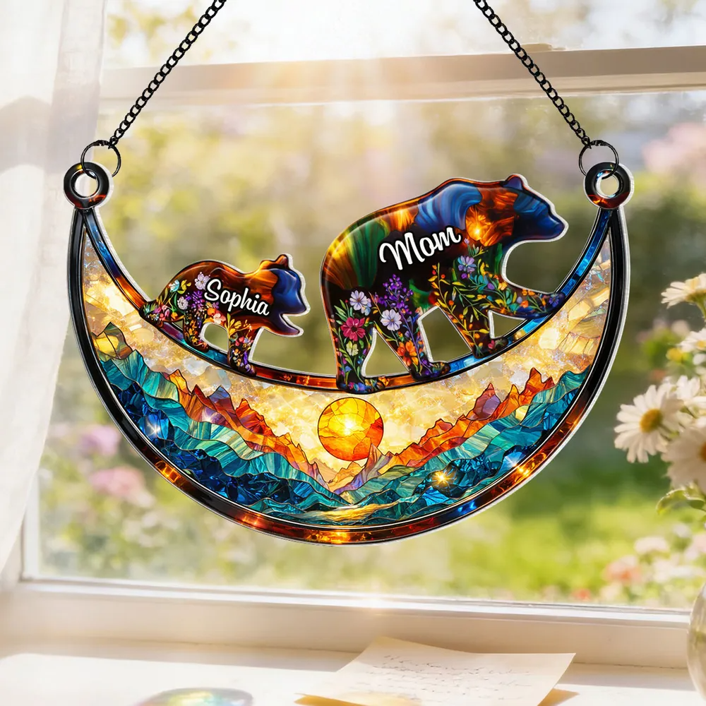 Custom Mama Bear - Personalized Window Hanging Suncatcher Ornament - Mother's Day Gift For Mom, Mama, Mommy