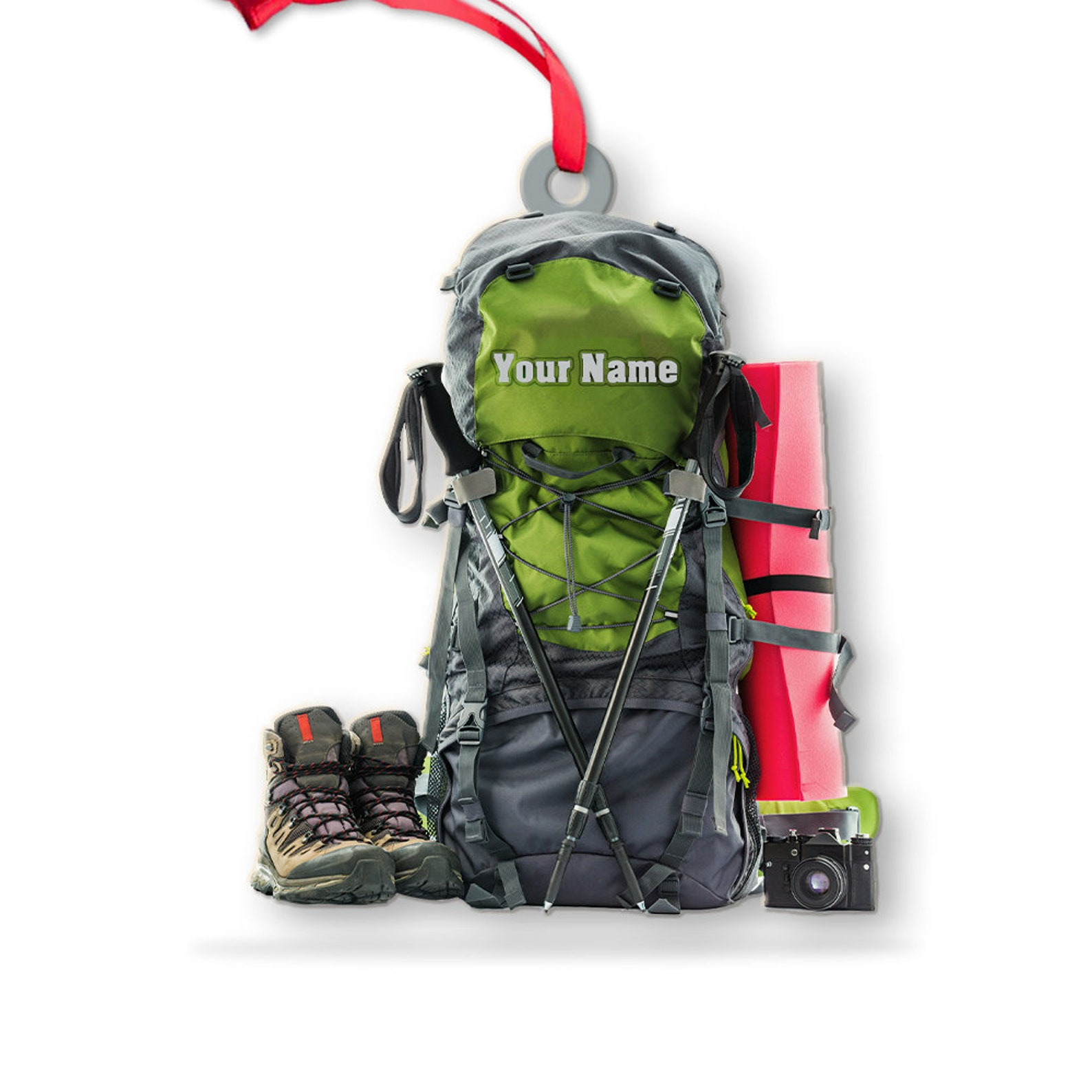 Personalized Hiking Bag Christmas Ornament, Camping Lover Gift, Hiking Lover Ornament 2025, Keepsake Gift For Camper, Hiking Decor Gift