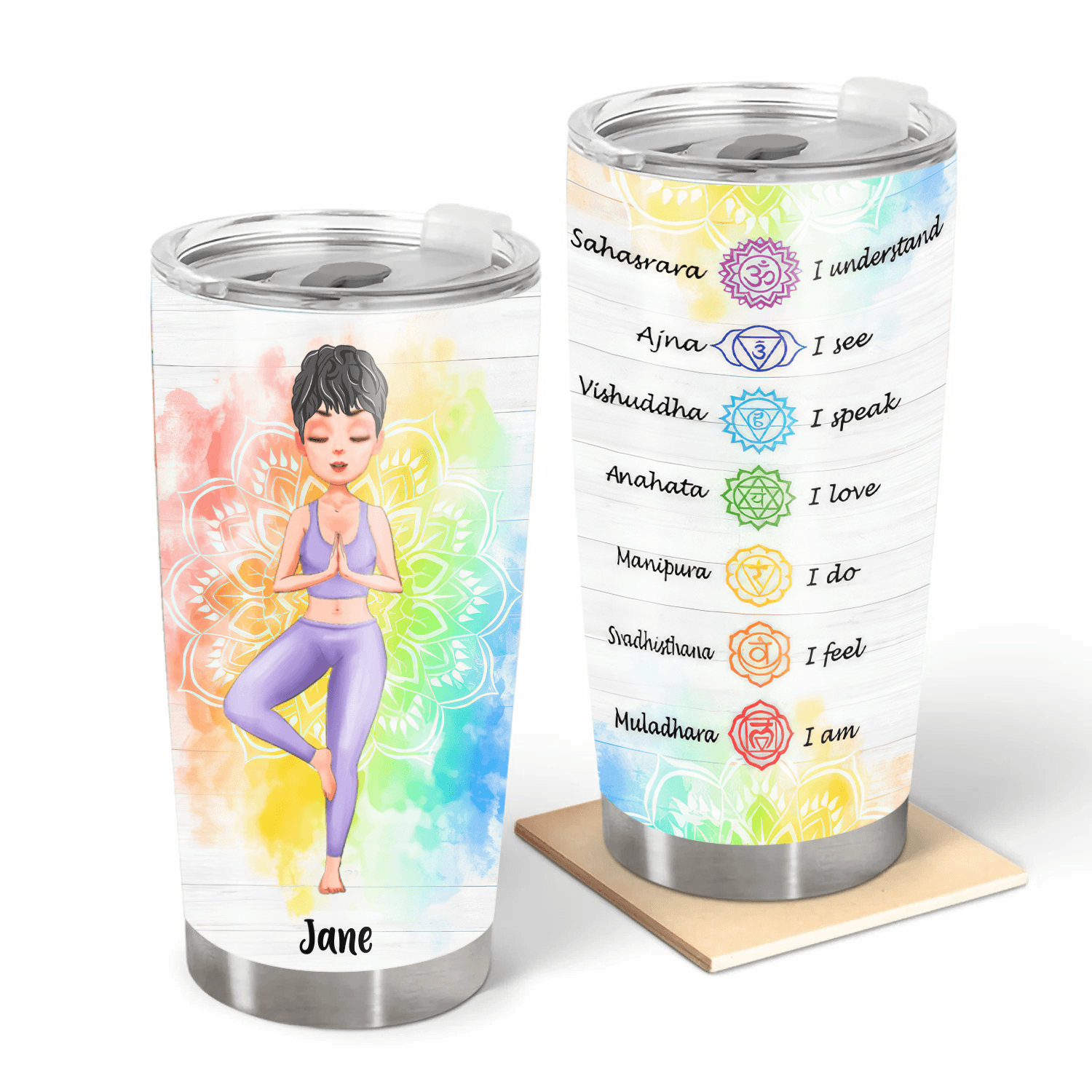 The Seven Chakras - Personalized Custom 20oz Fat Tumbler Cup - Yoga Day Gift For Yoga Lovers - Suzitee Store