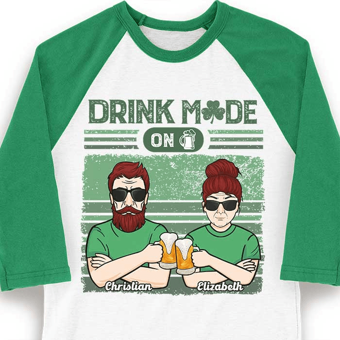 Personalized Turning On Drink Mode for Saint Patrick's Day raglan, alternate view 4