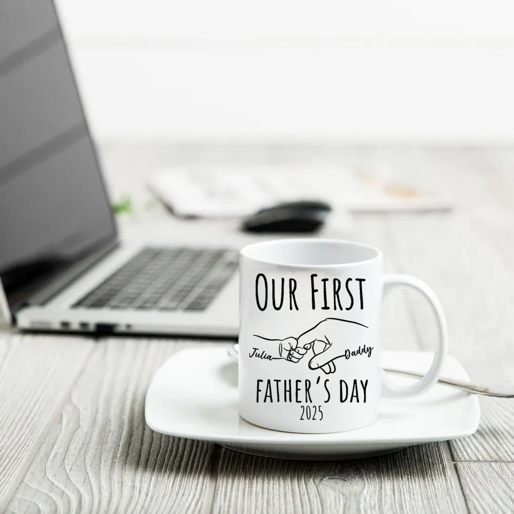 Our First Father's Day - Personalized Custom Mug - First Father's Day, Gift For First Time Dad, Newborn Baby