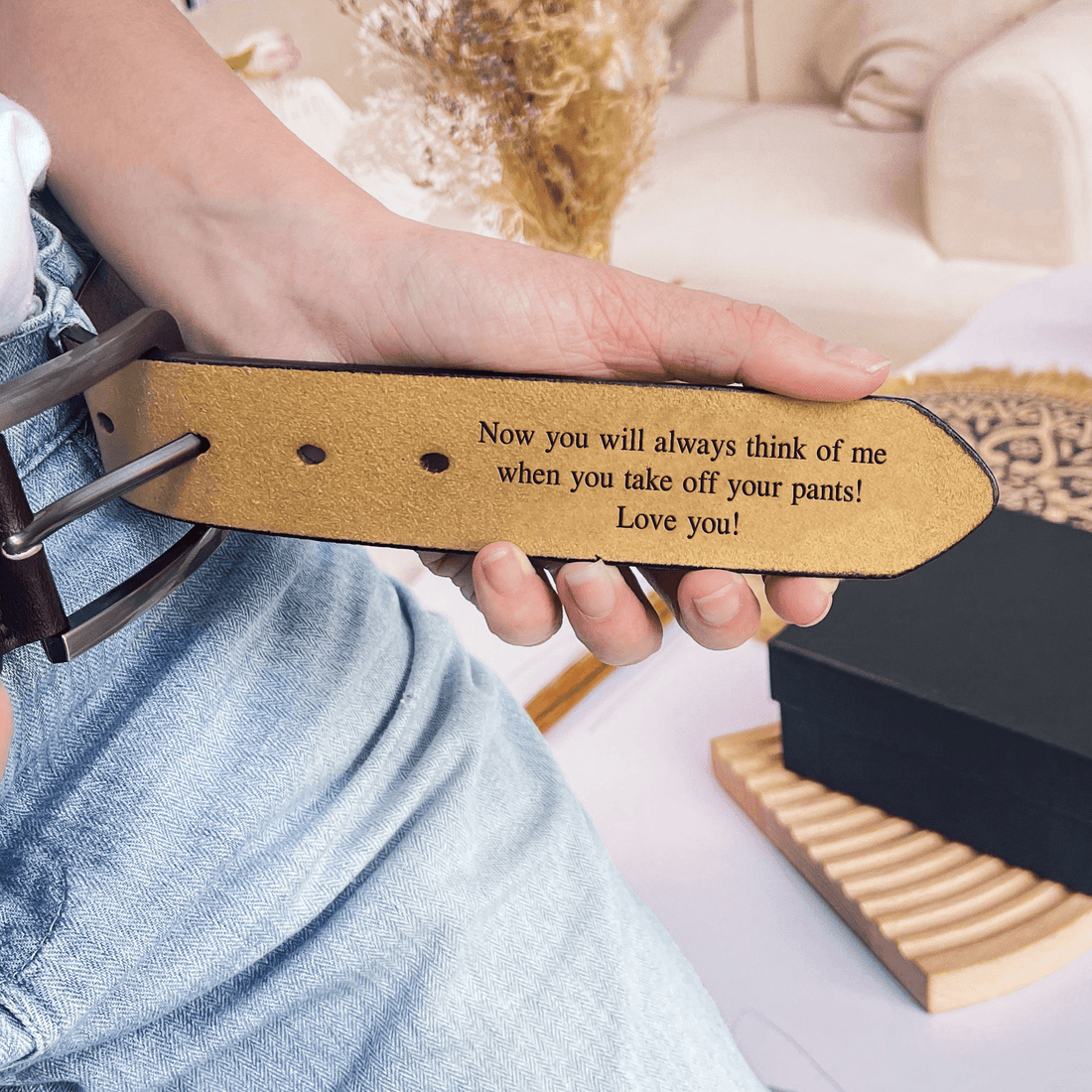 Personalized Engraved Leather Belt for Him, alternate view 2