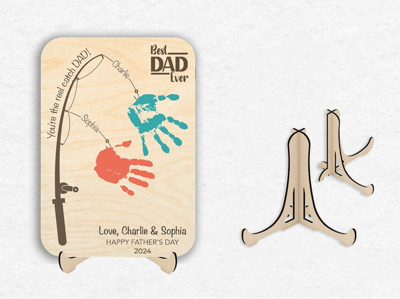 Personalized Fishing Handprint Sign wooden plaque, alternate view 4