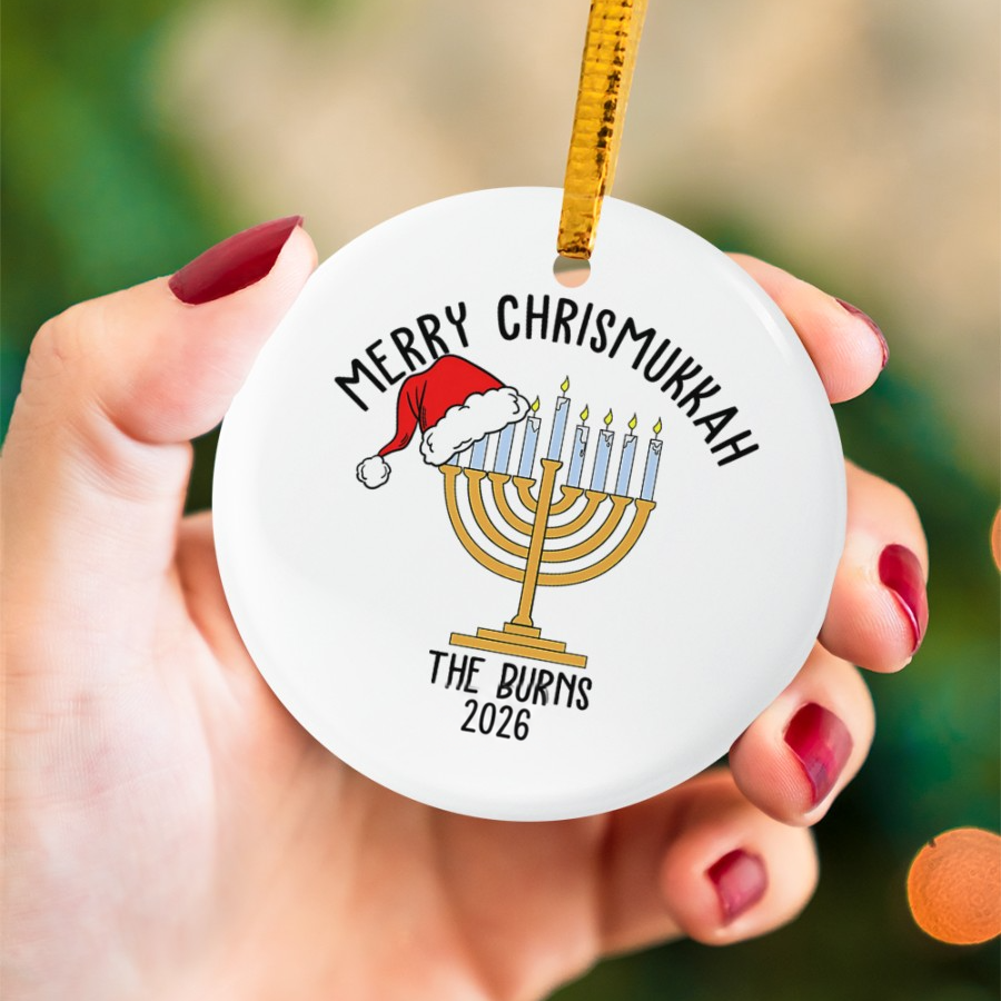 Christmas Hanukkah Ornament 2026 - Interfaith Family Gift Ideas, Jewish and Christian Family Decorations
