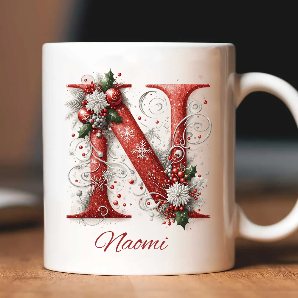 Glitter Christmas Mug Custom Name - Personalized Custom Mug - Christmas Gift For Family Members, Friends, Coworkers