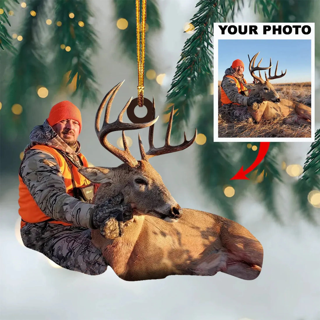 Custom Photo Hunting Ornament personalized custom shaped acrylic ornament, alternate view 2