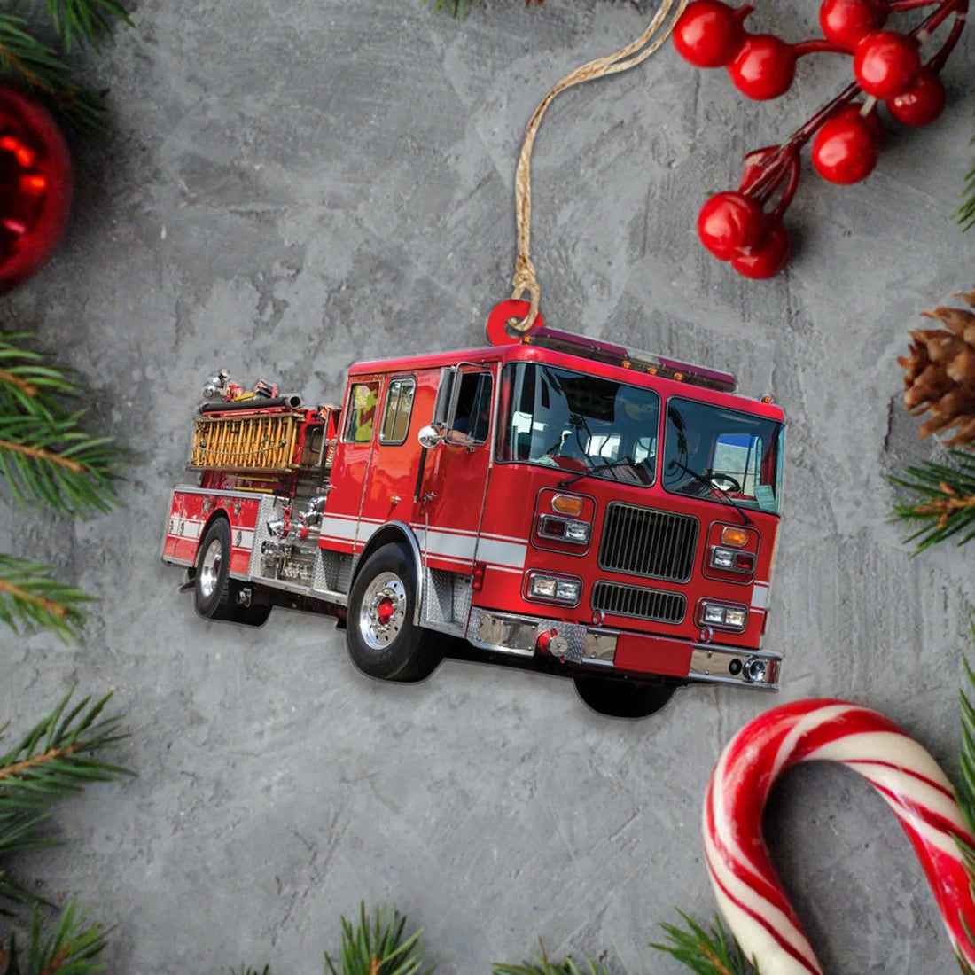 Custom Fire Truck Ornament custom shaped acrylic ornament, alternate view 7