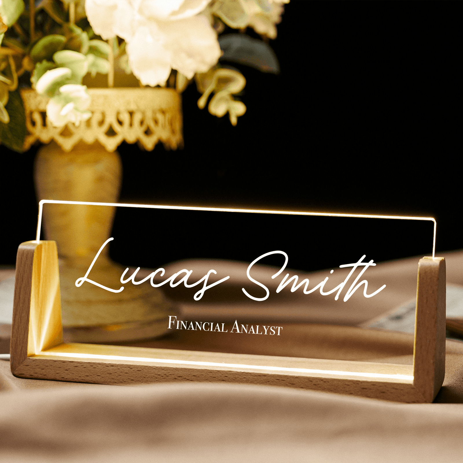 Personalized Desk Name Plate - Lighted Name Sign, Office Desk Accessories, Gifts for Boss, New Job Gift, Thank You Gifts for Coworkers