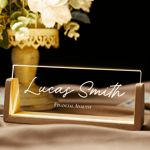 Personalized Desk Name Plate - Lighted Name Sign, Office Desk Accessories, Gifts for Boss, New Job Gift, Thank You Gifts for Coworkers