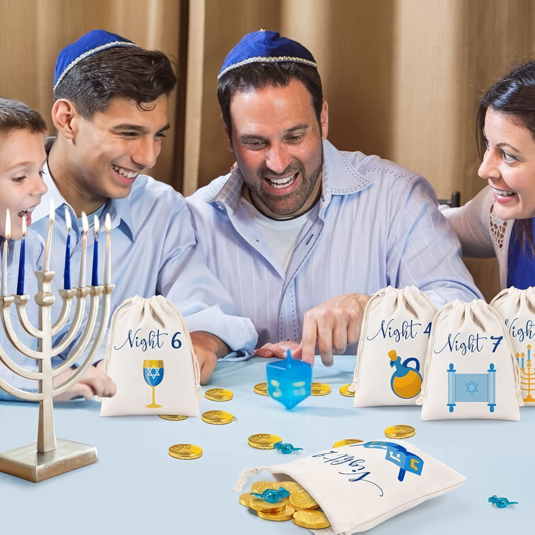 Personalized 8 Nights of Hanukkah Drawstring Bags favor bag, alternate view 3