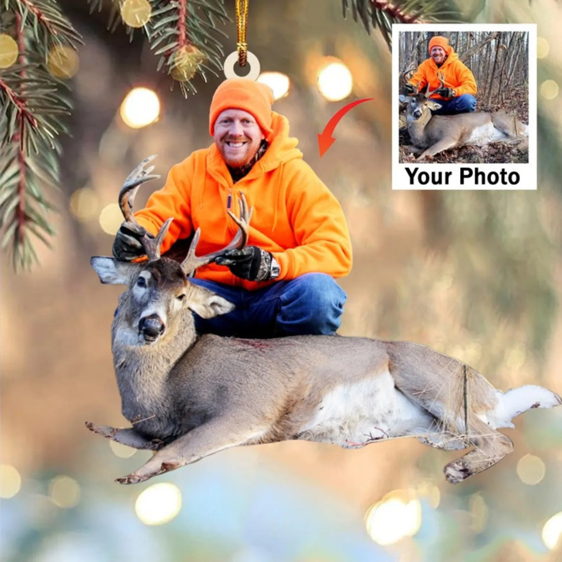 Custom Photo Hunting Ornament personalized custom shaped acrylic ornament, alternate view 3