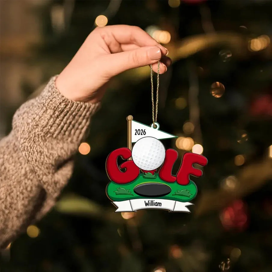 Golf Course 2026 custom shaped acrylic ornament, alternate view 3