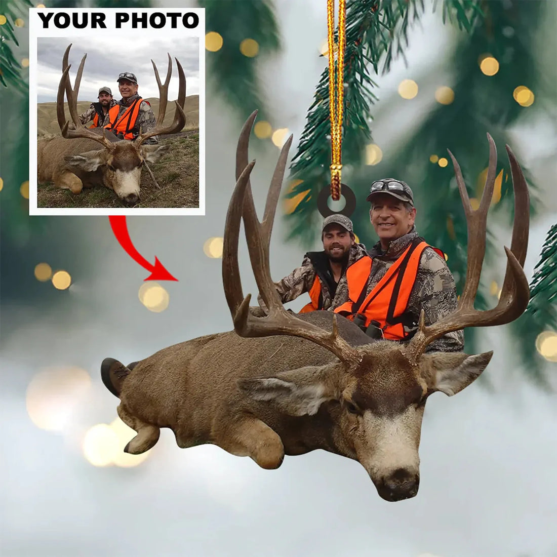 Custom Photo Hunting Ornament personalized custom shaped acrylic ornament, alternate view 5