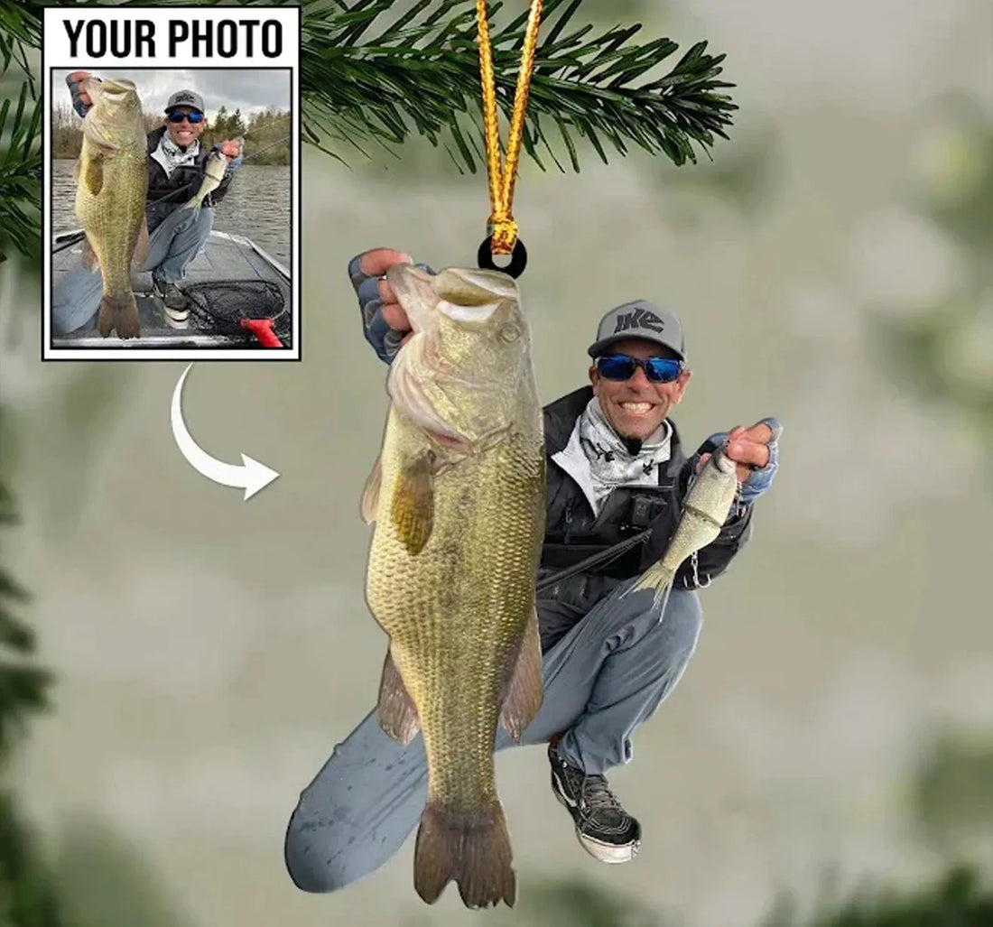 Custom Photo Fishing Ornament custom shaped acrylic ornament, alternate view 3