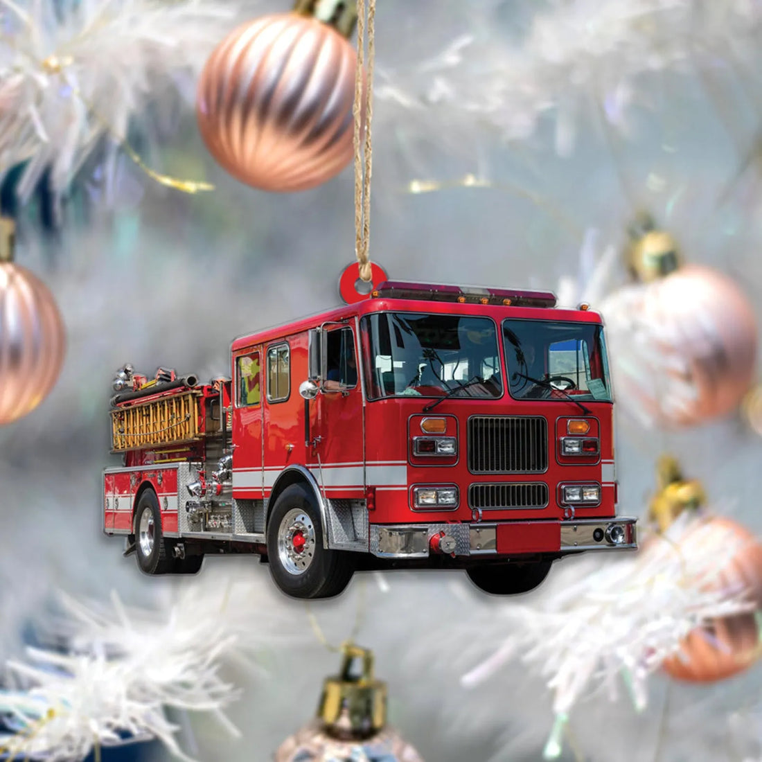 Custom Fire Truck Ornament custom shaped acrylic ornament, alternate view 3