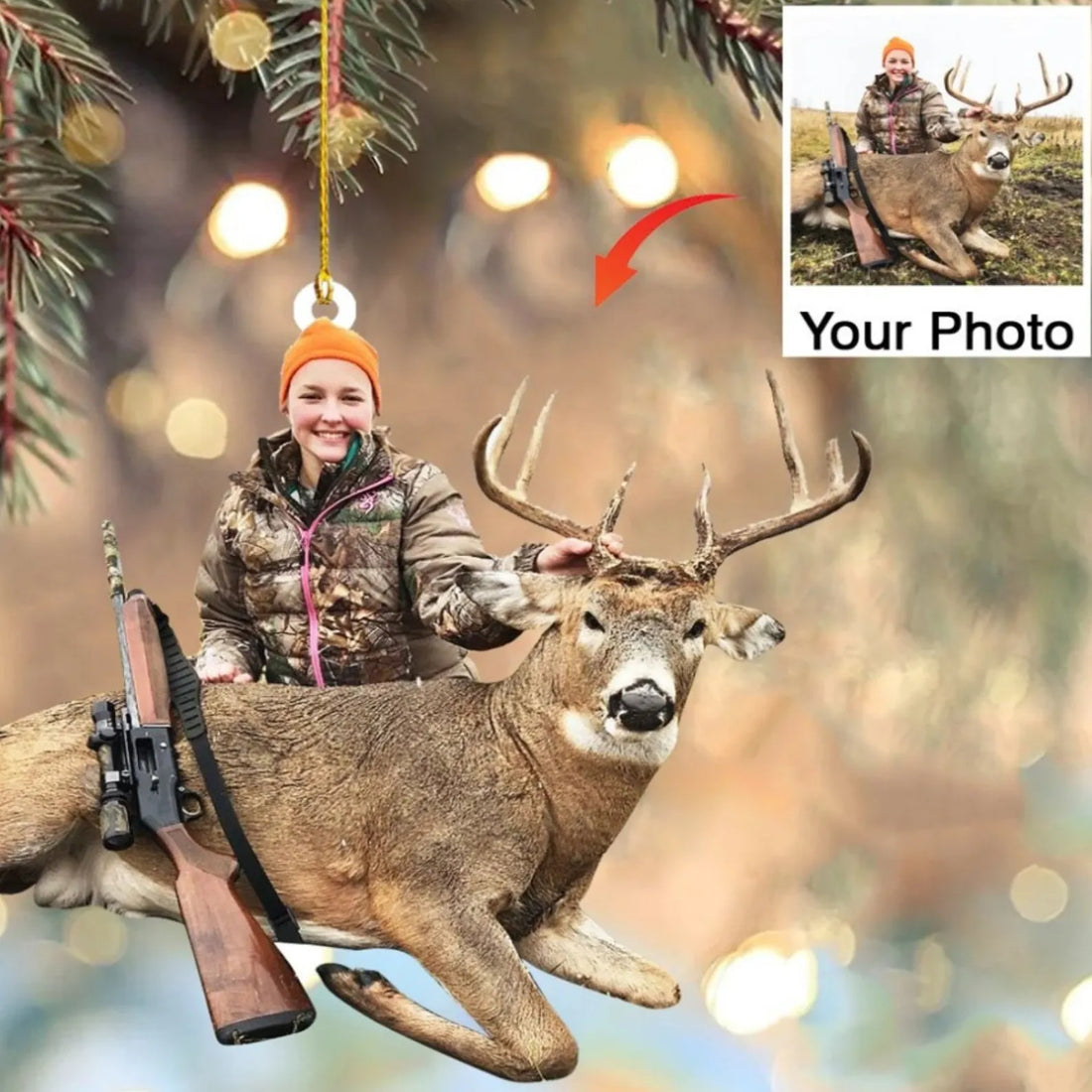 Custom Photo Hunting Ornament personalized custom shaped acrylic ornament, alternate view 6