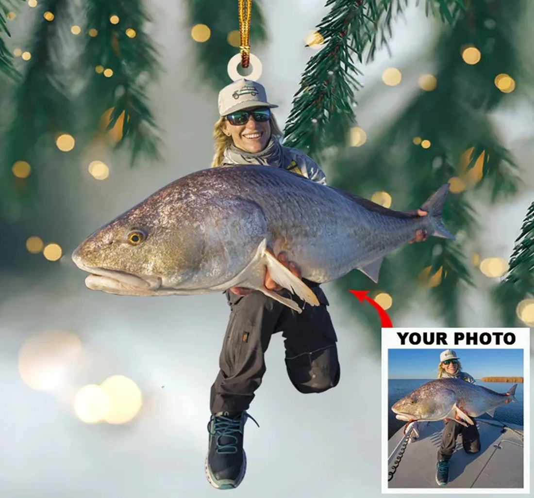 Custom Photo Fishing Ornament custom shaped acrylic ornament, alternate view 5
