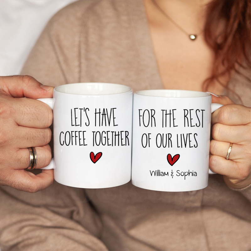 Let's Have Coffee Together Couple personalized mug, alternate view 3