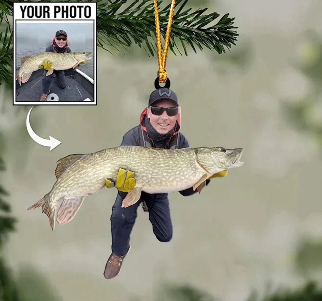 Custom Photo Fishing Ornament custom shaped acrylic ornament, alternate view 6