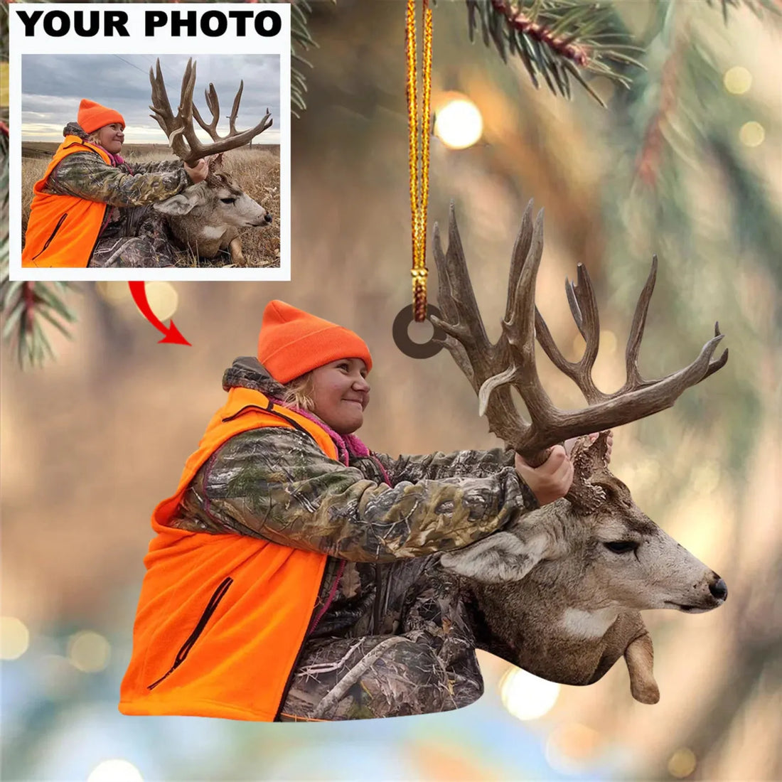 Custom Photo Hunting Ornament personalized custom shaped acrylic ornament, alternate view 8