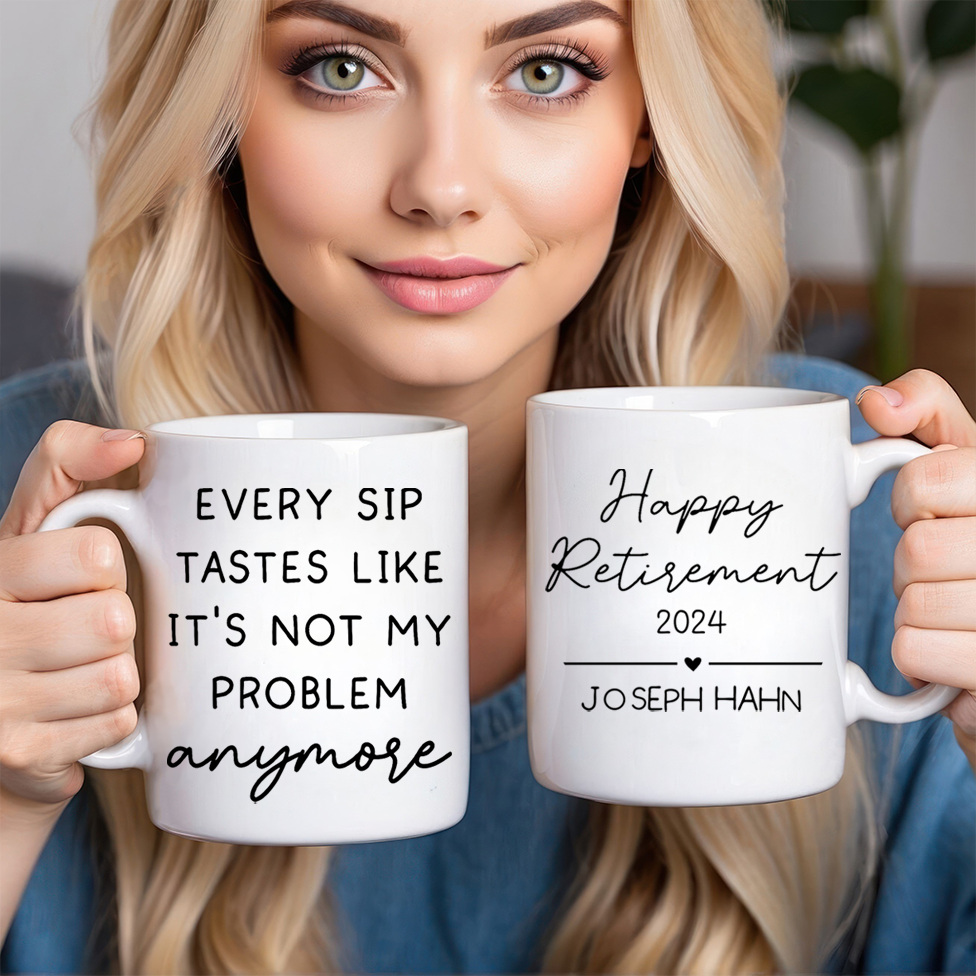 Happy Retirement Mug - Personalized Custom Mug - Funny Retirement Gift For Colleagues, Mom, Dad, Grandparent