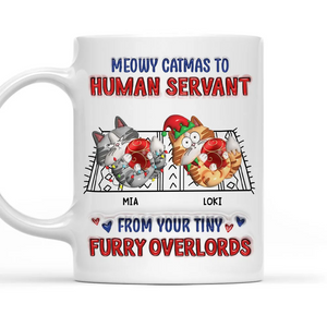 Meowy Catmas To Human Servant - Personalized Custom 3D Inflated Effect Mug - Gift For Cat Lovers, Pet Lovers, Cat Mom, Cat Dad