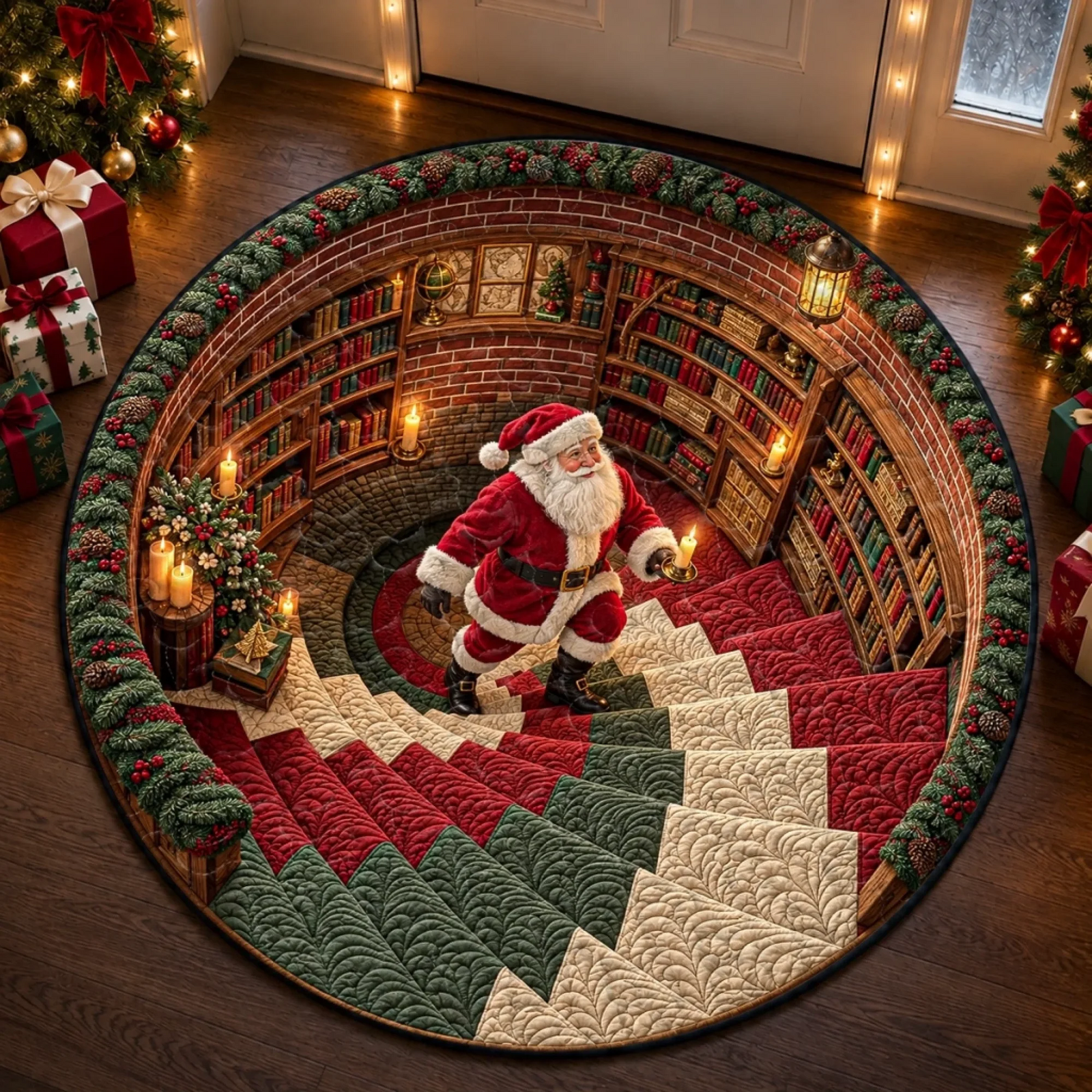 Merry Moments All Season - Personalized Quilted Round Mat - Christmas Gifts For Family, Mom, Dad, Brother, Sister