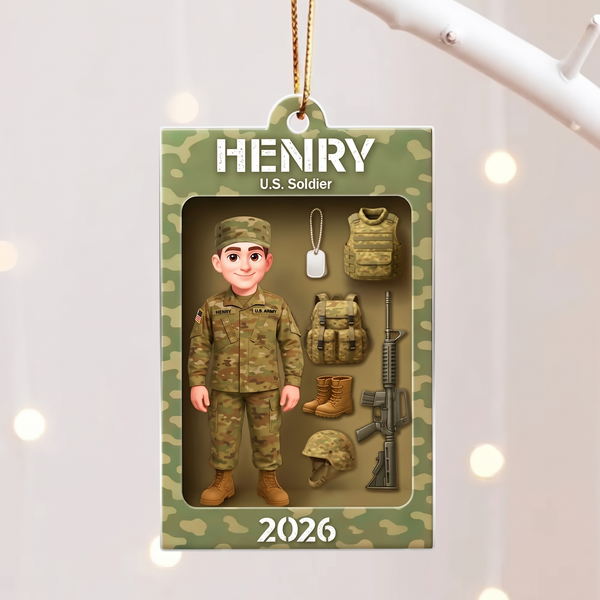 Military Action Figure - Personalized Custom Shaped Acrylic Ornament - Christmas Gift For Military, Army