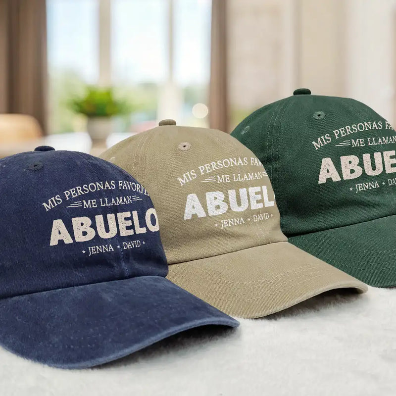 Mis Personas Favoritas Me Llaman Papá - Gorra De Denim Lavado Vintage Personalizada - Regalo Para Papá, Papá o Abuelo