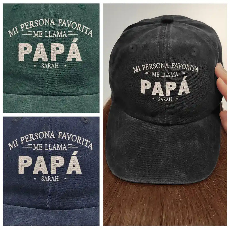 Personalized Mis Personas Favoritas Me Llaman Papá denim cap, alternate view 2