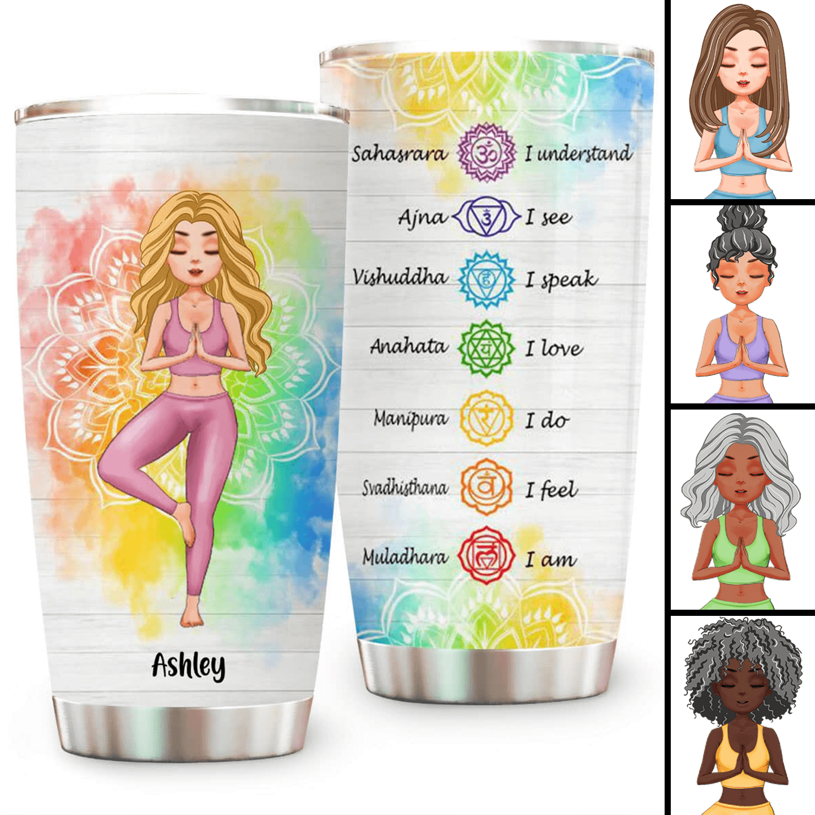 The Seven Chakras - Personalized Custom 20oz Fat Tumbler Cup - Yoga Day Gift For Yoga Lovers - Suzitee Store