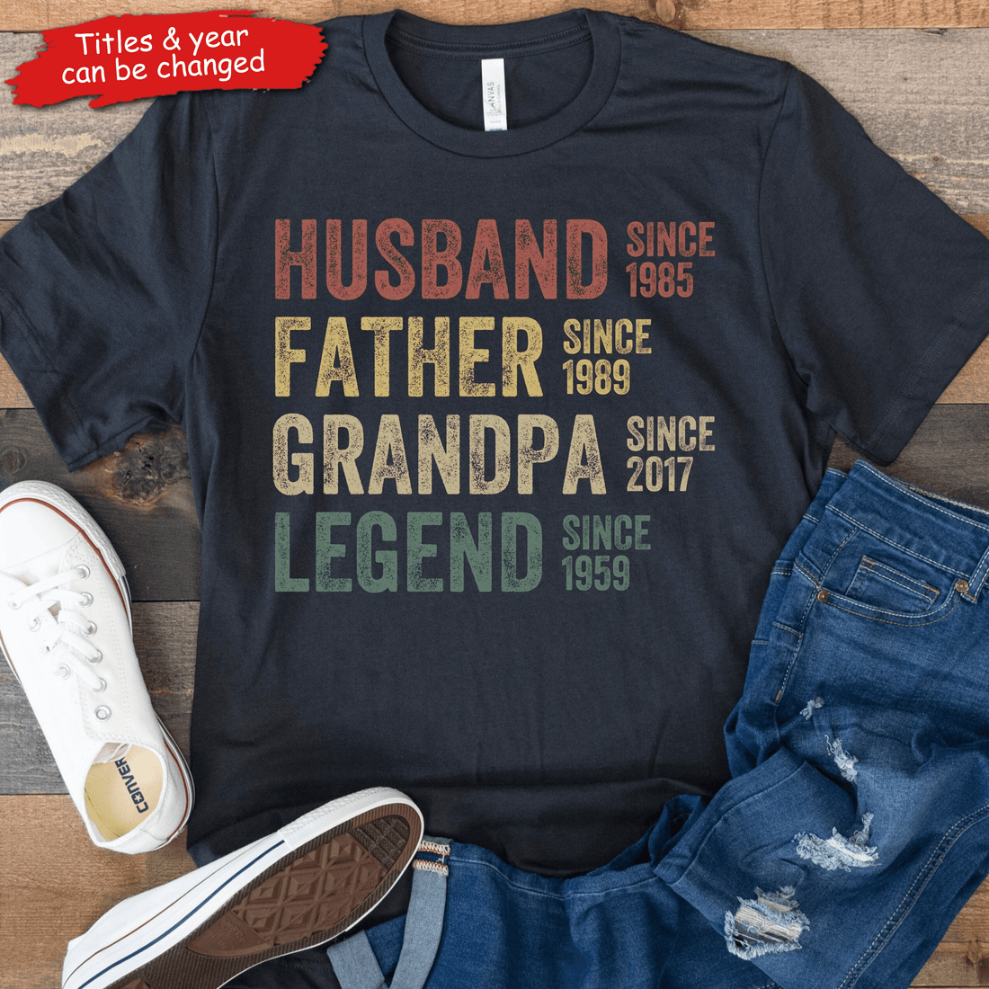 Personalized Husband, Father, Grandpa, Legend: The Journey of a Lifetime t-shirt, alternate view 2