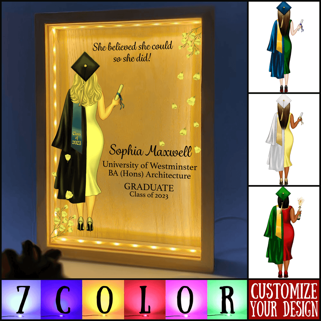 Custom Graduation Gift frame light box, alternate view 3