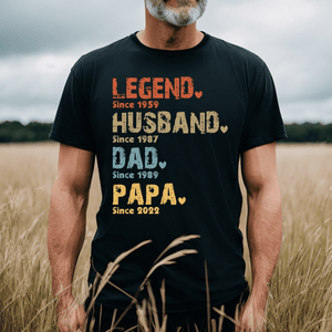 Legend, Husband, Dad, Grandpa: The Journey of a Lifetime - Personalized Custom Year T Shirt - Father's Day, Birthday Gift for Dad, Grandpa, Husband, Daddy, Dada, Papa, Dad Jokes - Suzitee Store