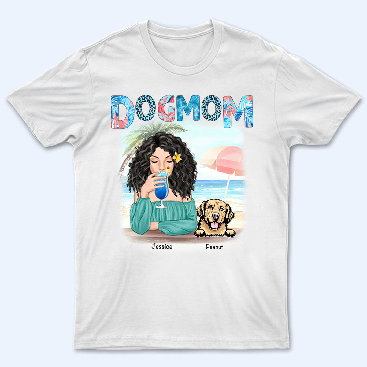 Dog Mom Summer Patterned - Personalized Custom T-Shirt - Gift for Women, Dog Mom, Dog Lovers