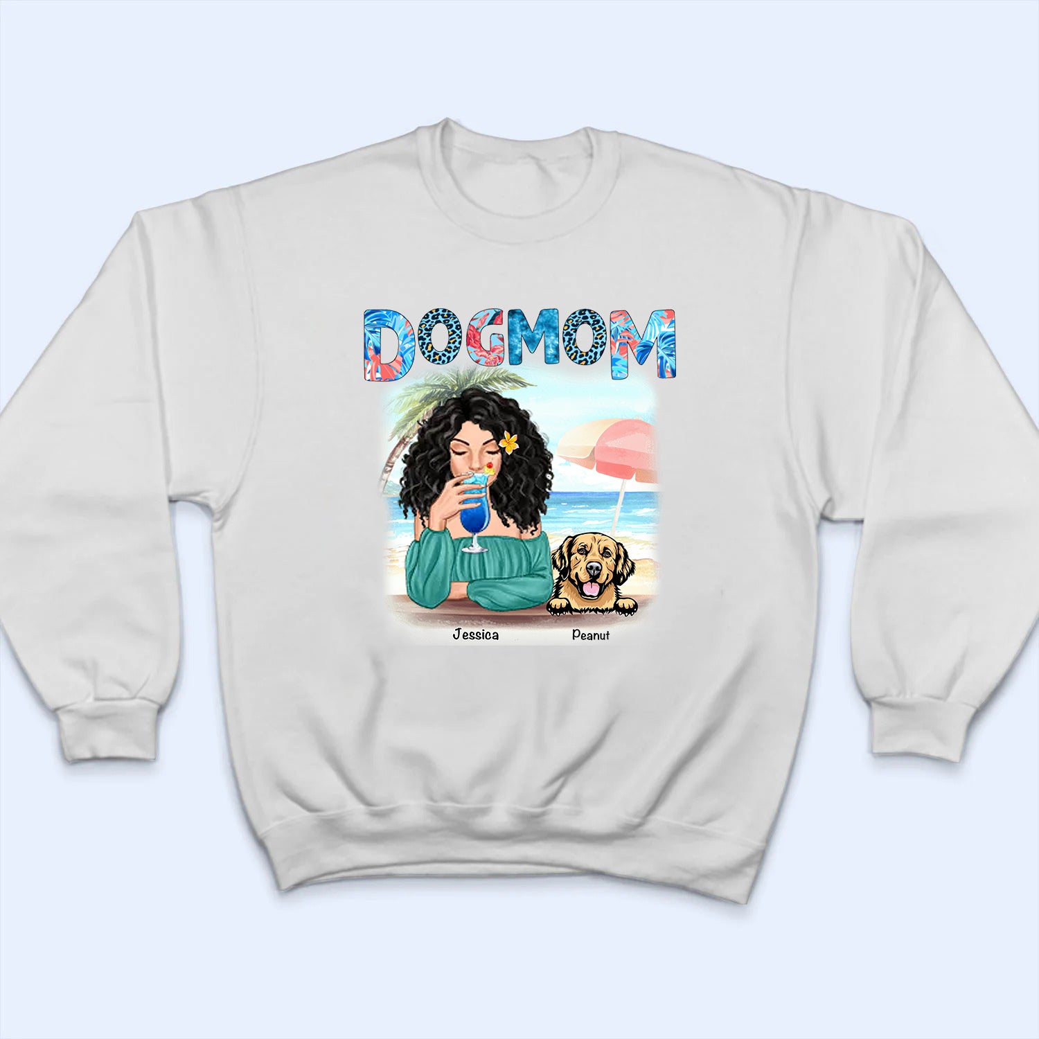Dog Mom Summer Patterned - Personalized Custom T-Shirt - Gift for Women, Dog Mom, Dog Lovers