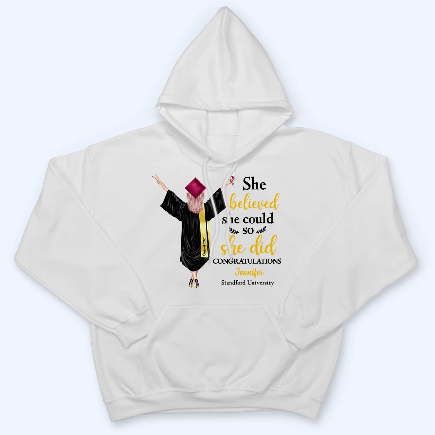 She Did It Graduation - Personalized Custom T Shirt - Gift For Her, Daughter, Grad Ceremony, Commencement