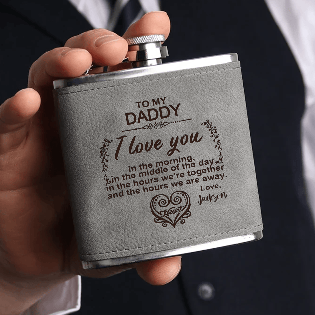 Personalized I Love You Poem hip flask, alternate view 2