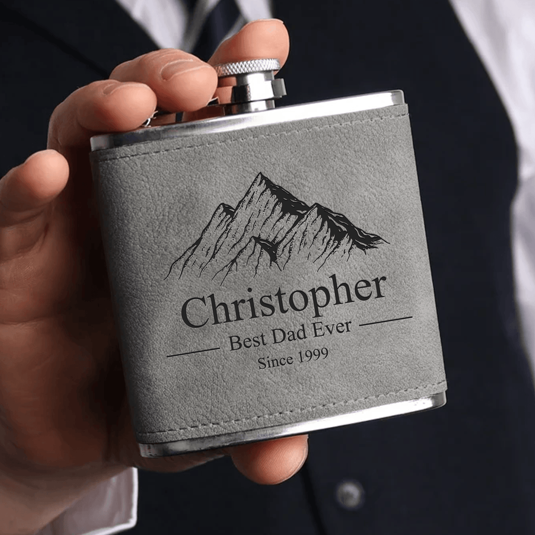 Personalized Established Father hip flask, alternate view 3