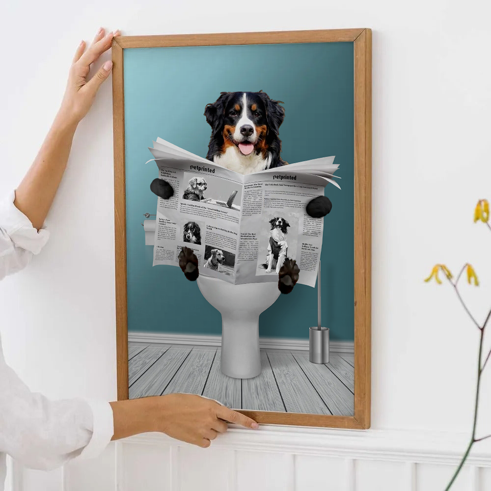 Custom Photo Important meeting Dog Lovers poster, framed in a bright living room