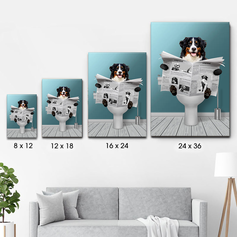 Custom Photo Important meeting Dog Lovers poster, size options shown on a sofa wall