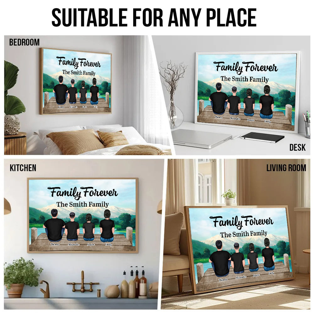 Custom Family Sitting - Personalized Poster/Canvas - Gift For Family Members, Mom and Dad