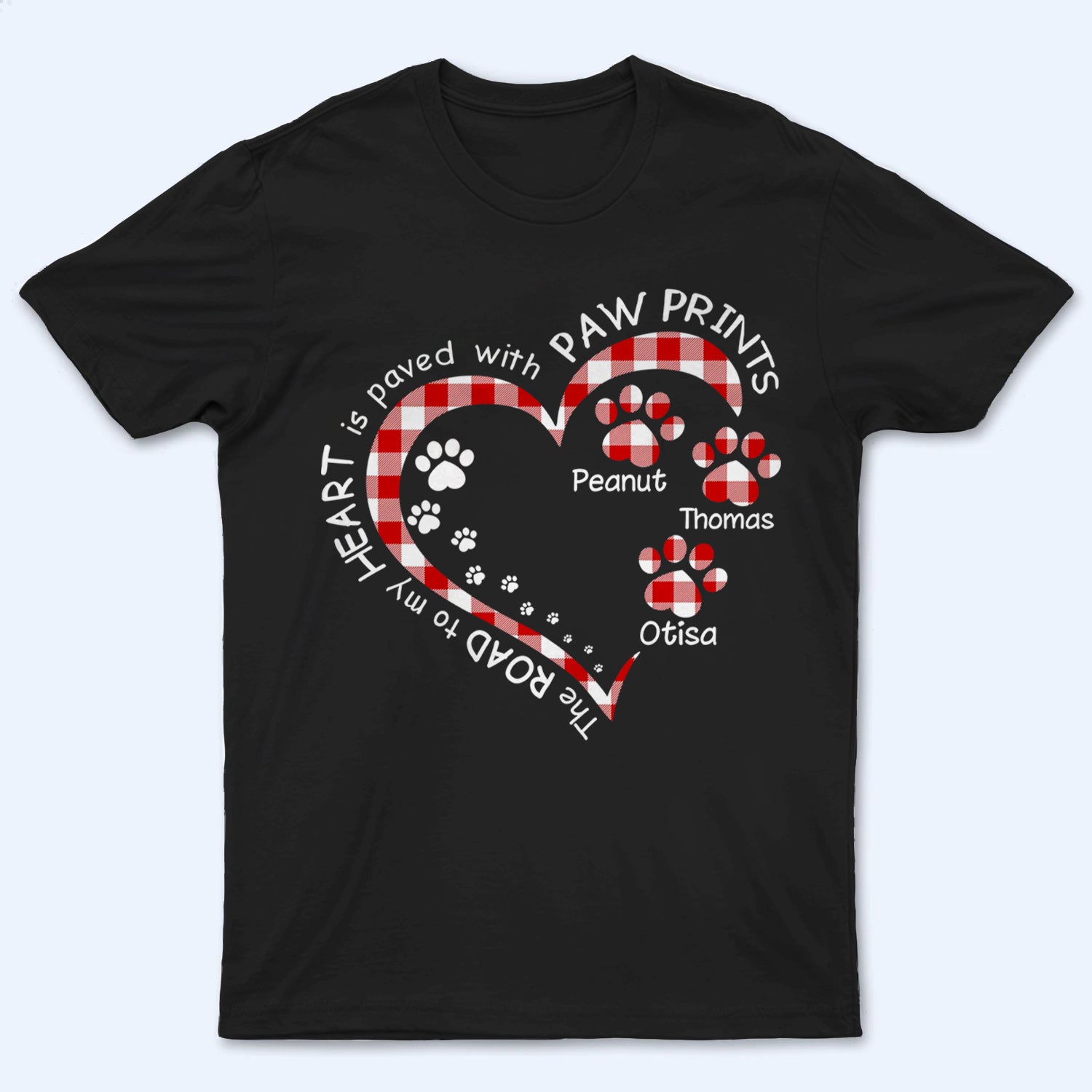 My Heart With Paw Prints Dog/Cat - Personalized Custom T Shirt - Gift for Dog/Cat Mom, Dog/Cat Dad, Pets Lovers